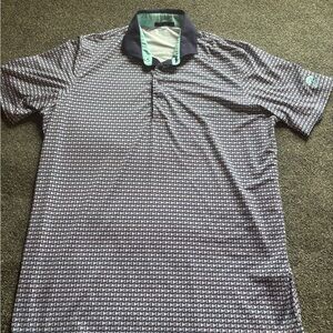 Men’s Sz XL Greyson Geometric 3d design Golf Polo with Navy and White Accents